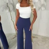 I See Fire Blue High Waisted Wide Leg Trousers