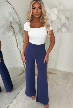 I See Fire Blue High Waisted Wide Leg Trousers