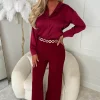 I See Fire Burgundy High Waisted Wide Leg Trousers