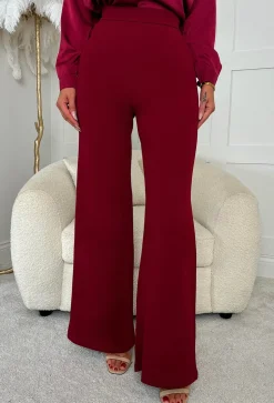 I See Fire Burgundy High Waisted Wide Leg Trousers