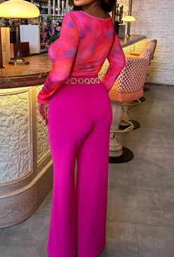 I See Fire Fuschia High Waisted Wide Leg Trousers