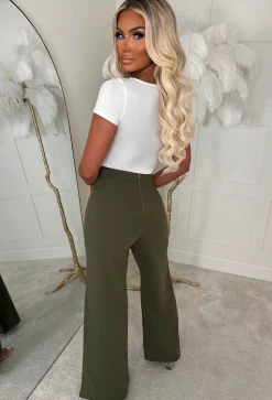 I See Fire Khaki High Waisted Wide Leg Trousers