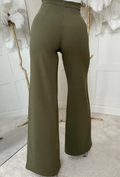I See Fire Khaki High Waisted Wide Leg Trousers