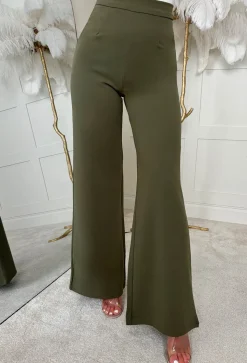I See Fire Khaki High Waisted Wide Leg Trousers