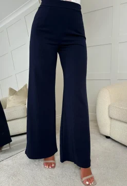 I See Fire Navy High Waisted Wide Leg Trousers