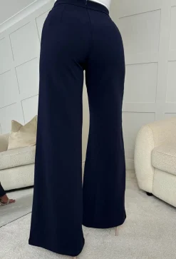 I See Fire Navy High Waisted Wide Leg Trousers