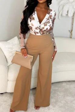 I See Fire Nude High Waisted Wide Leg Trousers
