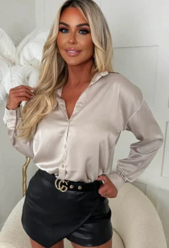 Icon Champagne Satin Button Shirt