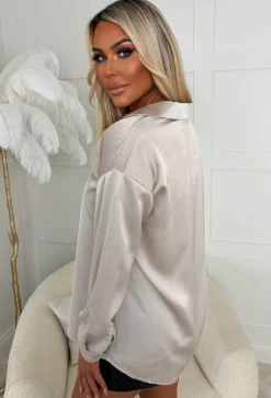 Icon Champagne Satin Button Shirt