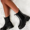 Iconic Love Black Faux Leather Chelsea Boots