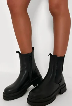 Iconic Love Black Faux Leather Chelsea Boots