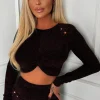 Illuminate Bronze Lurex Knot Detail Crop Top