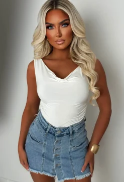 I'm That Girl Light Wash Denim Stretch Button Front Skort