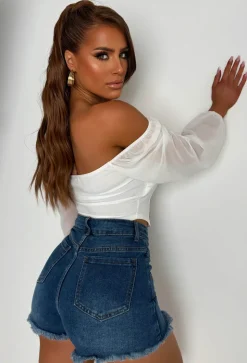 I'm That Girl Mid Wash Denim Button Front Skort