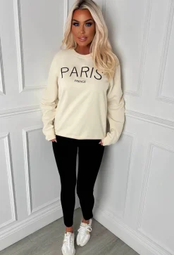 In My Era Cream Embroidered Paris Sweatshirt