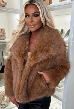 Ionna Rust Ultra Thick Faux Fur Jacket