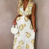 Island Fantasy Pink Embellished Cut Out Waist Maxi Dress