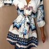 It's Iconic Blue Printed Shirt Dress