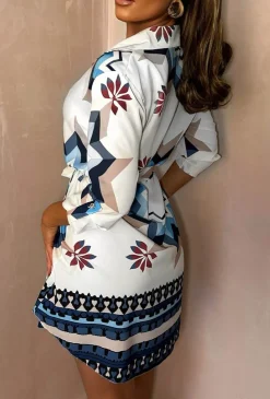 It's Iconic Blue Printed Shirt Dress