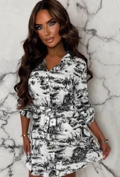 Jungle Romance Black Jungle Print Shirt Dress