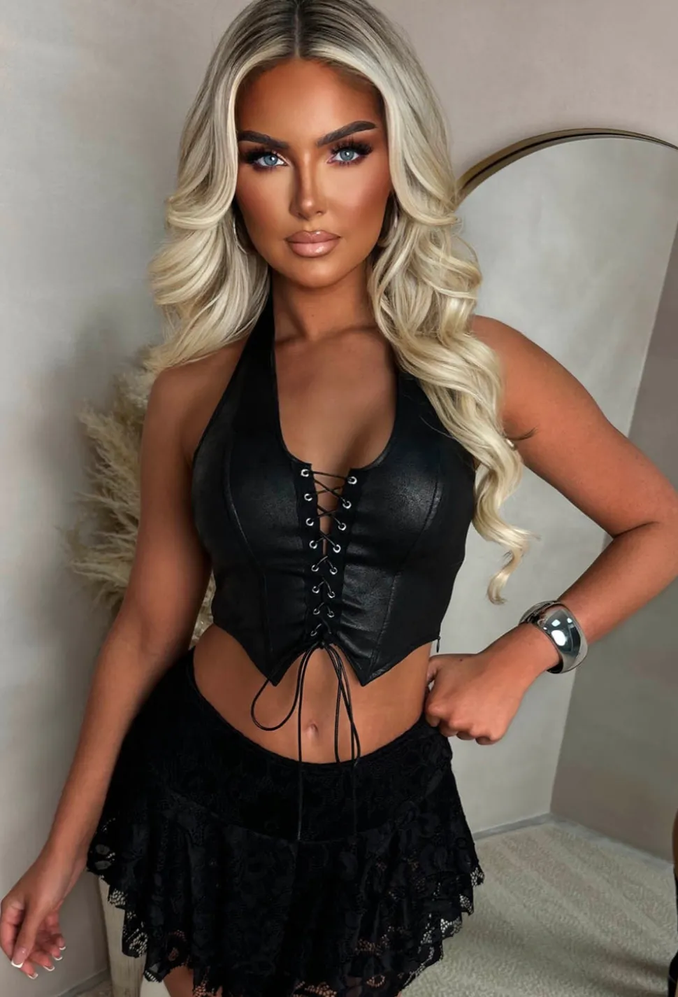Just Misbehaving Black Double Layer Lace Skort