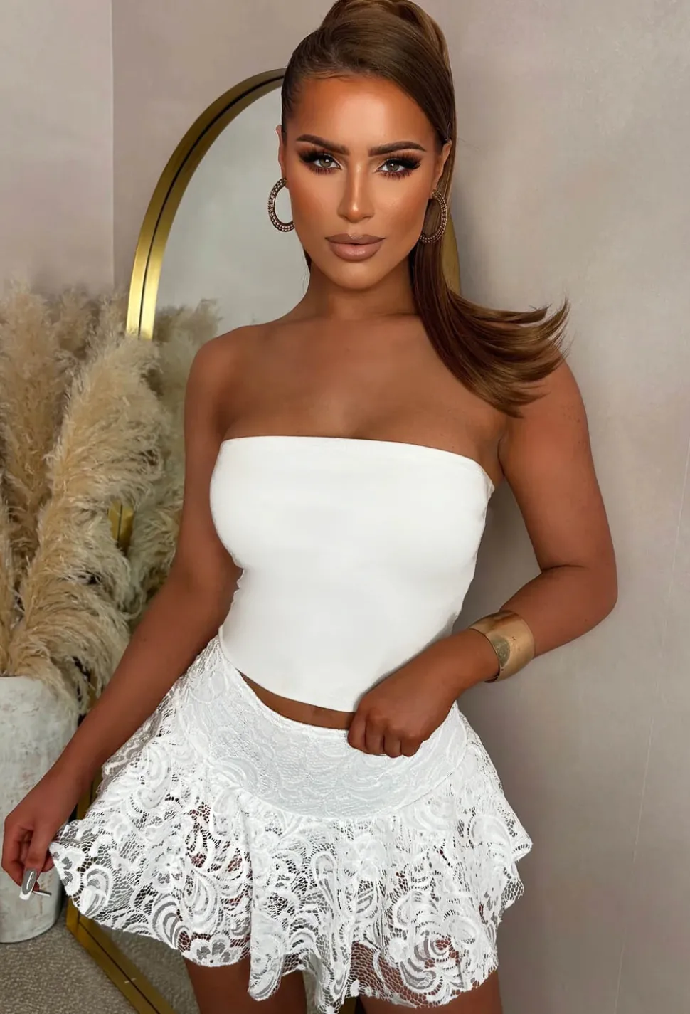 Just Misbehaving White Double Layer Lace Skort