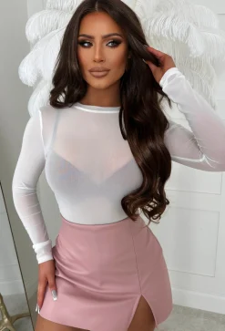 Just Yours Light Pink Faux Leather Split Leg Skort