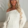 Kaylee Cream Cable Off The Shoulder Jumper