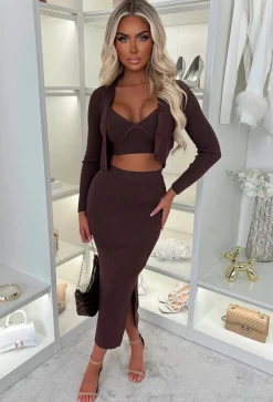 Kendra Brown 3 Piece Knitted Set