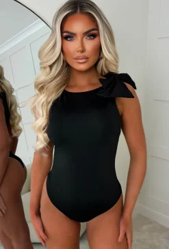 Kiss & Tell Black Bow Stretch Bodysuit