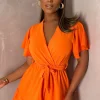 Knot Your Average Orange Frill Detail Playsuit
