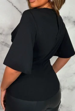 Knot Yours Black Knot Front Short Sleeve Top