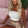 Kristena Rose Gold Flower Sequin Mini Skirt