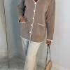 Lavish Bliss Taupe Ultra Soft Contrast Trim Cardigan