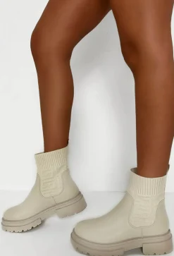 Life Like Mine Cream Patterned Knit Sock Boots