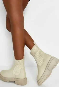 Life Like Mine Cream Patterned Knit Sock Boots