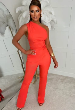 Love All Around Coral Bengaline Stretch Flared Trousers
