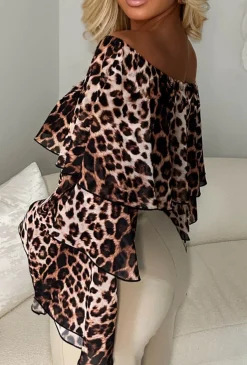 Love Flair Multi Leopard Print Ruffle Top