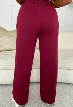 Love On Replay Burgundy Jacket And Jogger Loungewear Set