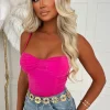Lover Gal Hot Pink Ruched Bodysuit
