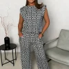 Luxe Charm Monochrome Shoulder Padded Printed Co-Ord Set