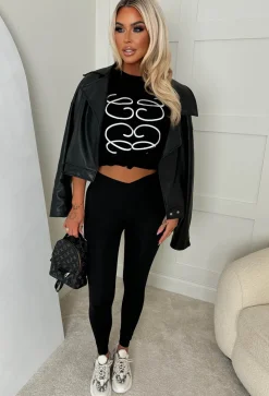 Luxe Girly Black Printed T-Shirt