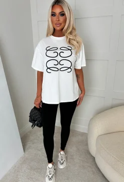 Luxe Girly White Printed T-Shirt