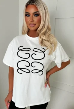 Luxe Girly White Printed T-Shirt
