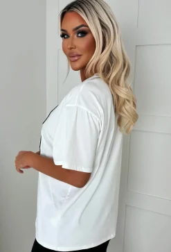 Luxe Girly White Printed T-Shirt
