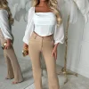 Luxe Iconic Nude Faux Leather Flared Leg Trousers