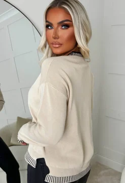 Luxe Layers Cream Embroidered Knitted Jumper