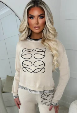 Luxe Layers Cream Embroidered Knitted Jumper