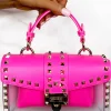 Making A Point Hot Pink Faux Leather Stud Detail Bag