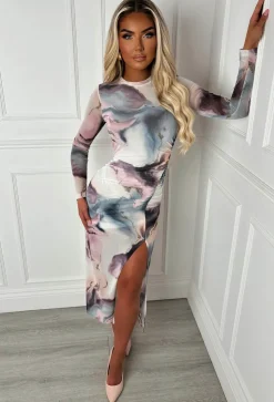 Marble Dreaming Lilac Marble Midi Dress
